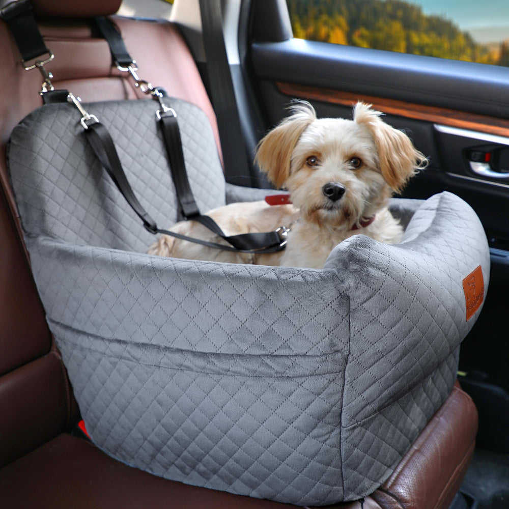VERGODPRO dog car seat front view with elevated visibility for your pet