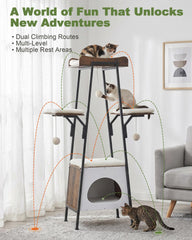 VERSASKY cat tree large perch provides a comfy lookout for lounging.