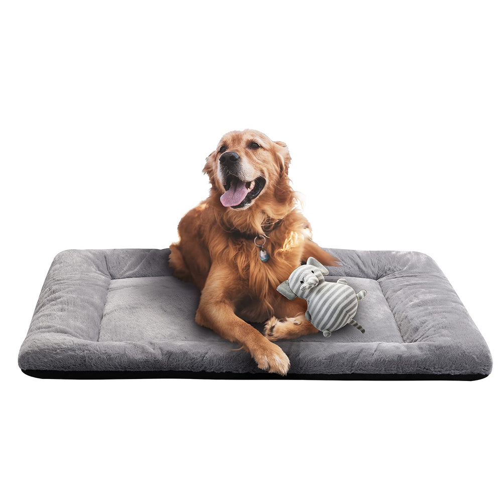VERZEY 42-inch gray crate pad offers cozy comfort inside crates.