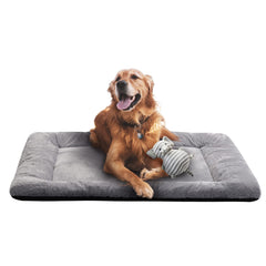 VERZEY 42-inch gray crate pad offers cozy comfort inside crates.