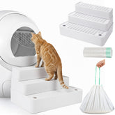Vesici adjustable 3-step litter ramp white facilitates easy box entry for pets