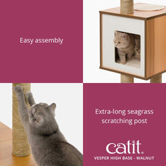 VESPER cat house cubes Walnut with multiple exits for curious cats.