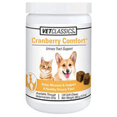 Vet Classics Cranberry Comfort bottle front promoting bladder support for pets.