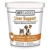 Vet Classics Liver Support soft chews bottle for dogs and cats may support liver function.