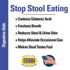 Vet Classics Stop Stool Eating chews with glutamic acid alter stool taste to deter eating.