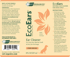 EcoEars application on a dog's ear helps loosen wax and grime