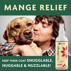 EcoMange applied area spray on irritated skin for relief.