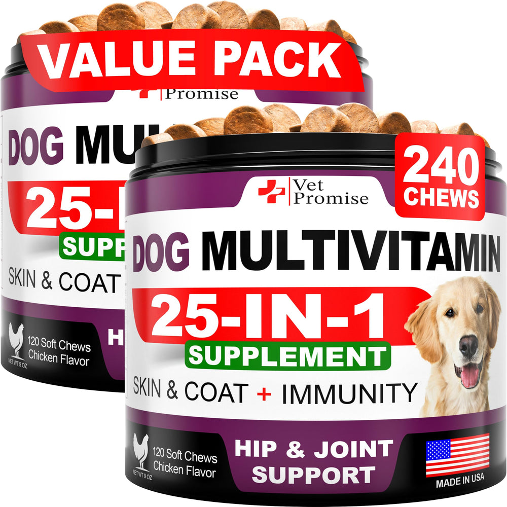 Vet Promise dog multivitamin jar front for all ages and sizes
