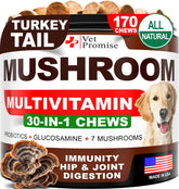 Vet Promise turkey tail dogs 170 chews for immune support and overall wellness.