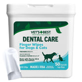 Vet's Best Finger Dental Wipes packaging displayed for dog and cat care.