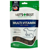 Vet's Best multi-vitamin soft chews bottle closeup promotes daily dog nutrition