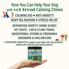 Vet Treat dog anxiety chews pack aids quieter travel.