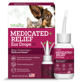 Vetality medicated otic drops bottle – targeted ear care for dogs.