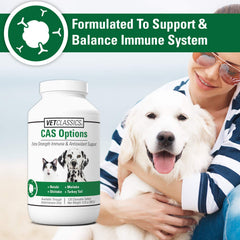 Vet Classics CAS Options Extra Strength Immune Support maitake ingredients on label indicate natural antioxidants.