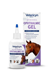 Vetericyn Plus Ophthalmic Eye Gel bottle offers antibiotic-free relief for all animal eyes.
