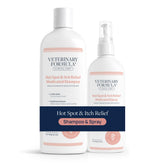 Veterinary Formula Clinical Care shampoo bottle for itch relief and clean coat.