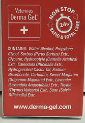 Cap and label of Veterinus Derma Gel for safe daily use