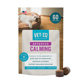 VetIQ Advanced Calming chews bottle helps dogs stay calm during storms
