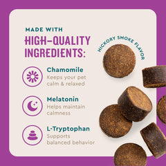 Packaging close-up of VETIQ Calming Chews showing labeling and product name.