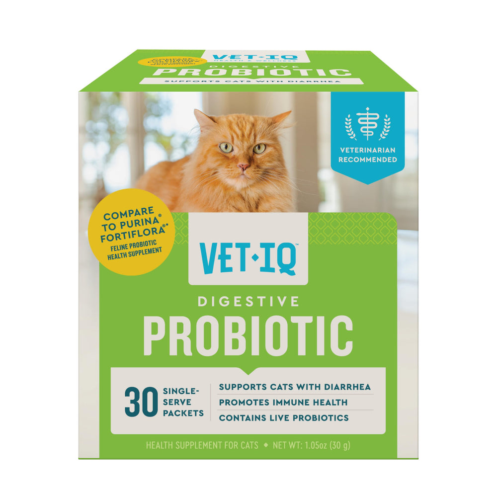 VetIQ Cat Probiotic Powder package for cat gut health support.