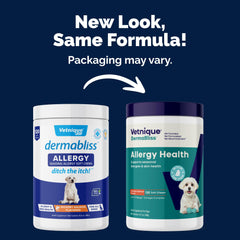 Vetnique DermaBliss regular-strength chews close-up highlighting Quercetin support