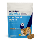 Vetnique Glandex bottle front showing label and pumpkin-based digestive support for dogs.