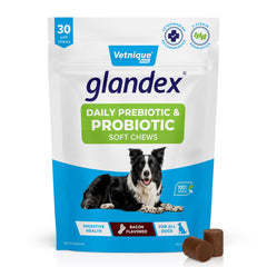 Vetnique Glandex chews bottle for daily gut and immune support.