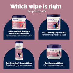 Vetnique Oticbliss cat ear wipes gentle cleaning for sensitive ears.