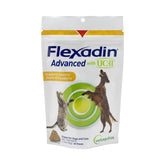 Vetoquinol Flexadin Advanced bottle front promoting joint support chews for dogs and cats.