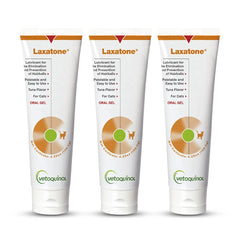 Vetoquinol Laxatone tuna-flavored gel tube for easy daily hairball care.