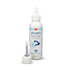 Vetoquinol PH•notix ear cleaner bottle for dogs and cats supports easy debris removal.