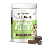 VetPro Advanced Allergy bottle pour shows bottle and liquid to support skin comfort.