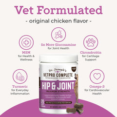 Close-up of glucosamine and chondroitin ingredients in VetPro Complete.