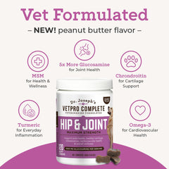 Ingredient panel on VetPro Complete highlights glucosamine and chondroitin.