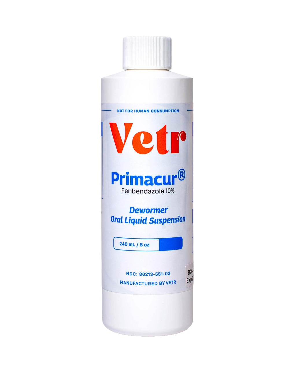 Vetr Primacur bottle pour demonstrates easy dosing for pets.