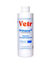 Vetr Primacur bottle pour demonstrates easy dosing for pets.