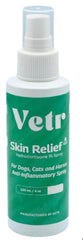 Vetr Skin Relief spray bottle close-up showing 1% hydrocortisone formula for dog comfort.