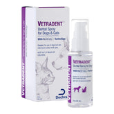 Vetradent Dental Spray bottle pouring to support pet dental hygiene