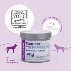 Vetradent powder dissolving in water for easy mixing in bowls.