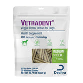 Vetradent Veggie Dental Chews packaging designed for medium dogs and daily use