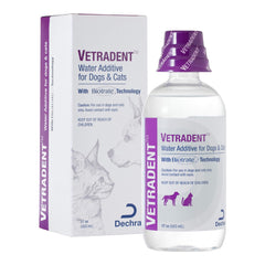 Vetradent Water Additive pouring into pet water for easy daily care.