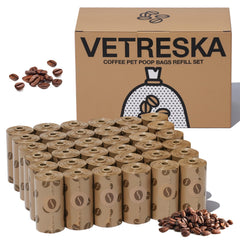 Vetreska coffee-scented dog poop bags for odor control during walks