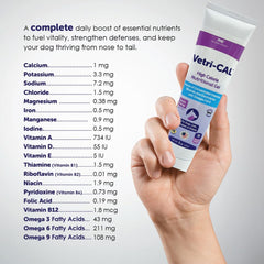 Vetri-CAL malt flavor tasting image highlights palatability and appetite support.