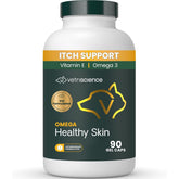 VetriScience Omega Healthy Skin bottle promotes skin support for dogs and cats
