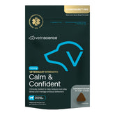 VetriScience Calm & Confident chews, pouch open, supporting calm during stressful moments.