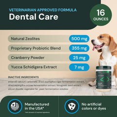 VetriScience Dental Care Powder on pet meals for convenient dental support.