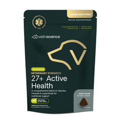 VetriScience duck-flavor bottle front showing a tasty daily chew for canine vitality