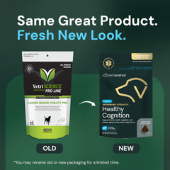 VetriScience Healthy Cognition Chews label highlights Magtein for brain health in seniors.