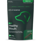 VetriScience Healthy Mouth Perio Plus Stix bottle with dual-action chews for fresher breath