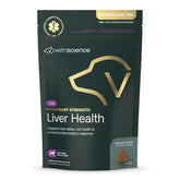 VetriScience Liver Health Chews packaging for dogs highlighting veterinary strength liver support.